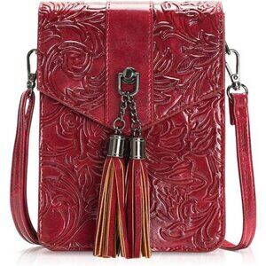 Crossbody Bags for Women Tassels Embossed Mini Phone Purse Shoulder handbags
